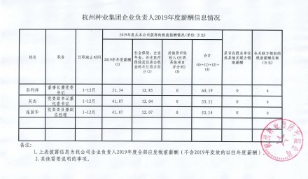 304永利企业负责人2019年度薪酬信息情况